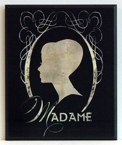 Obraz - Szyld z zarysem profilu kobiety, Madame - reprodukcja na płycie A6681 25x31 cm - Obrazy Reprodukcje Ramy | ergopaul.pl