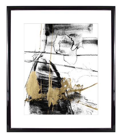 Obraz - Czarno-złota abstrakcja - reprodukcja 136072GG w ramie 56x66 cm