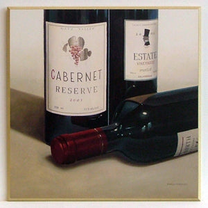 Obraz - Czerwone wino, etykiety - reprodukcja na płycie A6066 51x51 cm - Obrazy Reprodukcje Ramy | ergopaul.pl
