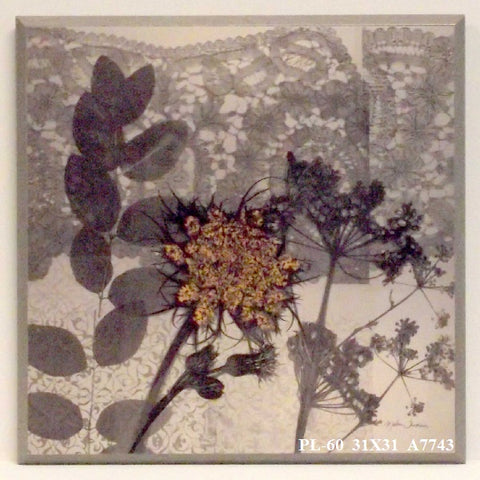 Obraz - Pastelowa kompozycja z koronki i zasuszonych roślin - reprodukcja A7743 na płycie 31x31 cm. - Obrazy Reprodukcje Ramy | ergopaul.pl