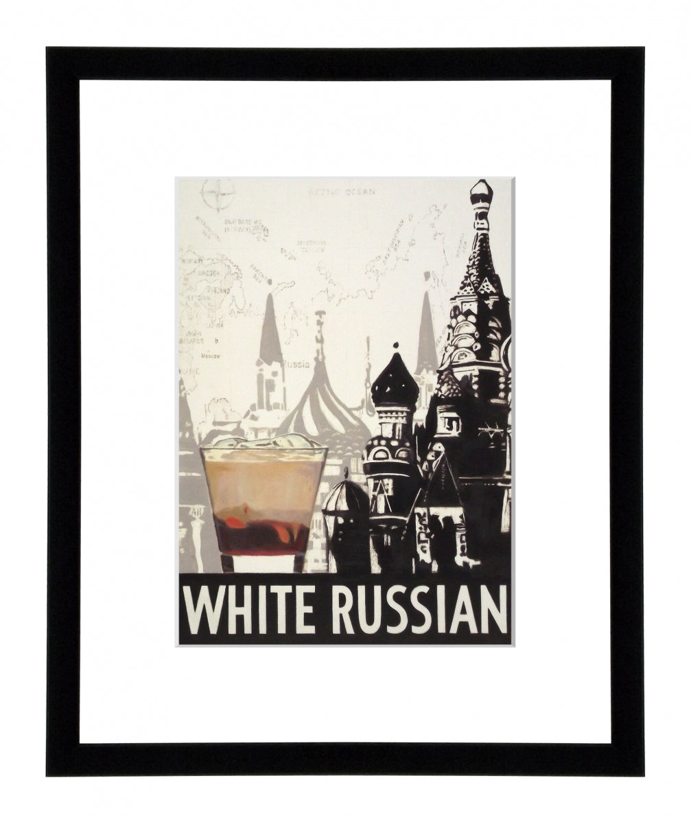 Obraz - Drinki, White Russian - reprodukcja D3921 w ramie z passe-partout 25x30 cm. - Obrazy Reprodukcje Ramy | ergopaul.pl