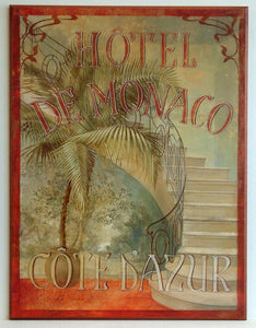 Obraz - Hotel De Monaco, egzotyczny afisz - reprodukcja A4584 na płycie 61x81 cm. - Obrazy Reprodukcje Ramy | ergopaul.pl