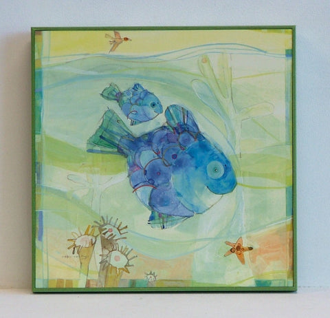 Obraz - Niebieskie rybki - reprodukcja w ramce kasetonowej A4991 24x24 cm. - Obrazy Reprodukcje Ramy | ergopaul.pl