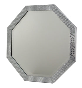 Lustro kryształowe ośmiokątne fazowane 40x40 cm, w ramie drewnianej mozaikowej srebrnej Octa-40/F/32.675 - Obrazy Reprodukcje Ramy | ergopaul.pl