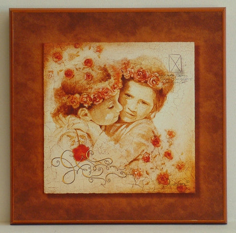 Obraz - W kwiatach, przytulające się dzieci - reprodukcja na płycie JO2292 31x31 cm - Obrazy Reprodukcje Ramy | ergopaul.pl