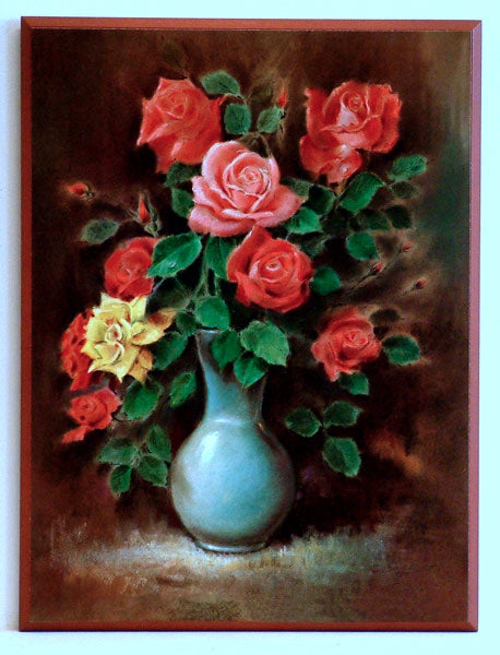 Obraz - Bukiet róż w wazonie - reprodukcja na płycie SMG02 32x42 cm - Obrazy Reprodukcje Ramy | ergopaul.pl