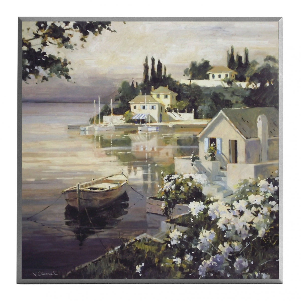 Obraz - Pejzaż z łódką na jeziorze - Decograph A2607EX 51x51 cm - Obrazy Reprodukcje Ramy | ergopaul.pl