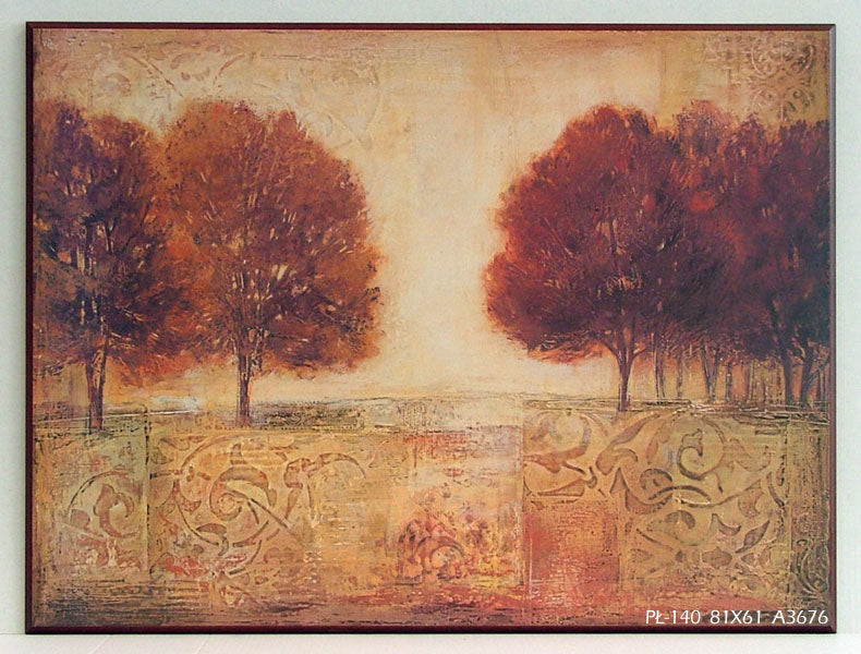 Obraz - Pejzaż z drzewami w czerwieniach i brązach - reprodukcja na płycie A3676 81x61 cm - Obrazy Reprodukcje Ramy | ergopaul.pl