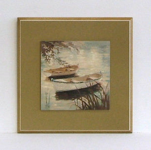 Obraz - Łódki na jeziorze - reprodukcja na płycie z passe - partout D3480 28x28 cm - Obrazy Reprodukcje Ramy | ergopaul.pl