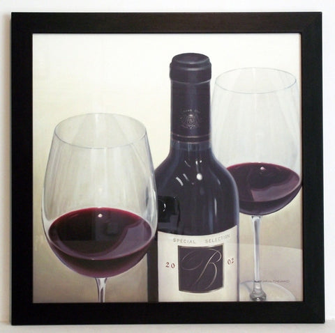 Obraz - Czerwone wino, butelka z kieliszkami - reprodukcja w ramie A6065 50x50 cm - Obrazy Reprodukcje Ramy | ergopaul.pl