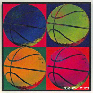 Obraz - Kolorowe piłki do koszykówki w stylu Andy'ego Warhola - reprodukcja WI9873 na płycie 42x42 cm. - Obrazy Reprodukcje Ramy | ergopaul.pl