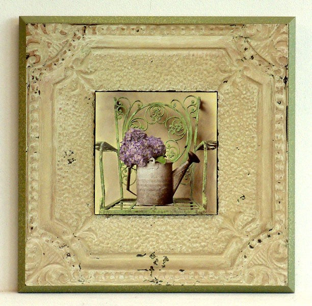 Obraz - Kwiaty w metalowej konewce - reprodukcja na płycie A1250 29x29 cm - Obrazy Reprodukcje Ramy | ergopaul.pl