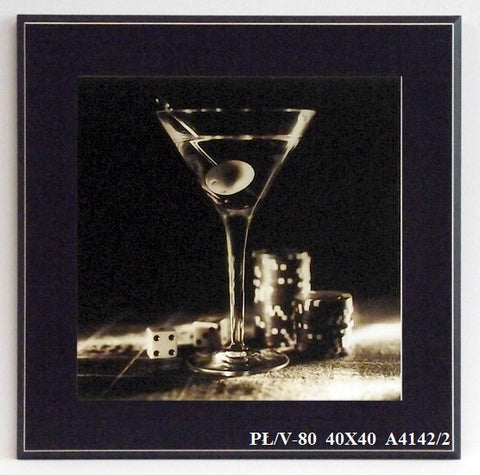 Obraz - Casino, martini i żetony - reprodukcja na płycie A4142/2 40x40 cm - Obrazy Reprodukcje Ramy | ergopaul.pl
