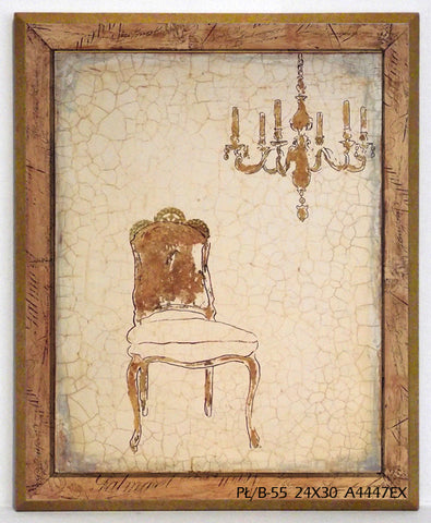 Obraz - Barokowe krzesło z żyrandolem - reprodukcja na płycie A4447EX 25x31 cm. - Obrazy Reprodukcje Ramy | ergopaul.pl