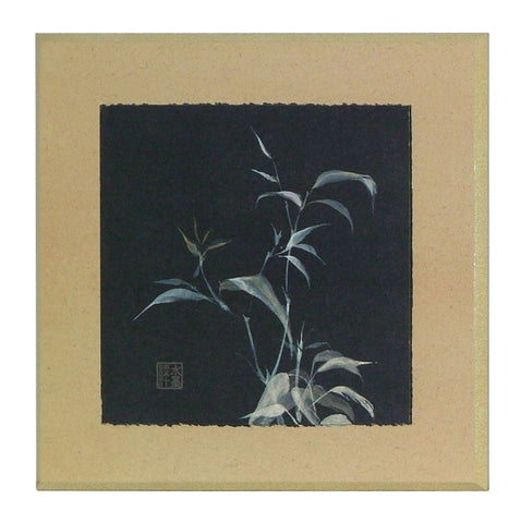 Obraz - Bambusowe gałązki na czarnym papierze - reprodukcja WI1514 na płycie 37x37 cm. - Obrazy Reprodukcje Ramy | ergopaul.pl
