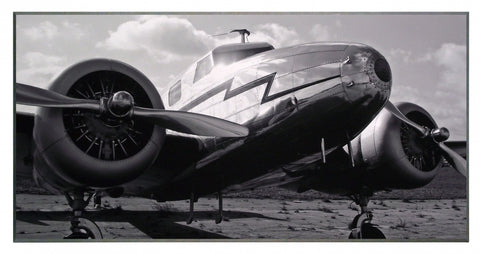 Obraz - Samolot w stylu vintage, czarno - biała fotografia - reprodukcja na płycie 2AP1015 101x51 cm. - Obrazy Reprodukcje Ramy | ergopaul.pl