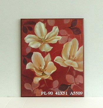 Obraz - Białe kwiaty i listki na tle czerwieni - Decograph A5509 41x51 cm - Obrazy Reprodukcje Ramy | ergopaul.pl