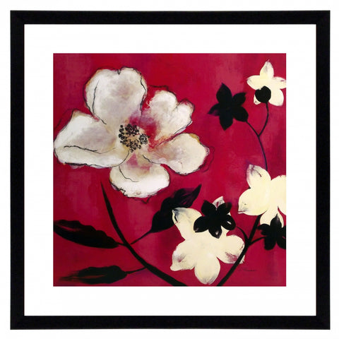 Obraz - Czarno-białe kwiaty na tle w kolorze fuksji - reprodukcja A5565 oprawiona w ramę 60x60 cm. - Obrazy Reprodukcje Ramy | ergopaul.pl