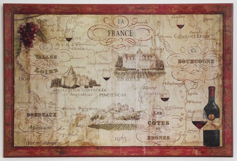 Obraz - Stara mapa francuskich winnic - reprodukcja na płycie WI4952 92x62 cm - Obrazy Reprodukcje Ramy | ergopaul.pl