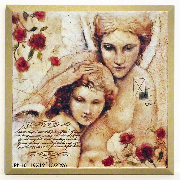 Obraz - W kwiatach, matka z córką - reprodukcja na płycie JO2396 18x18 cm - Obrazy Reprodukcje Ramy | ergopaul.pl
