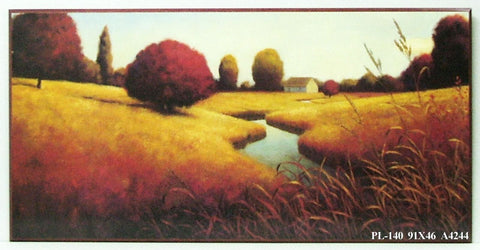 Obraz - Złote pola nad rzeką - reprodukcja na płycie A4244 91x46 cm - Obrazy Reprodukcje Ramy | ergopaul.pl