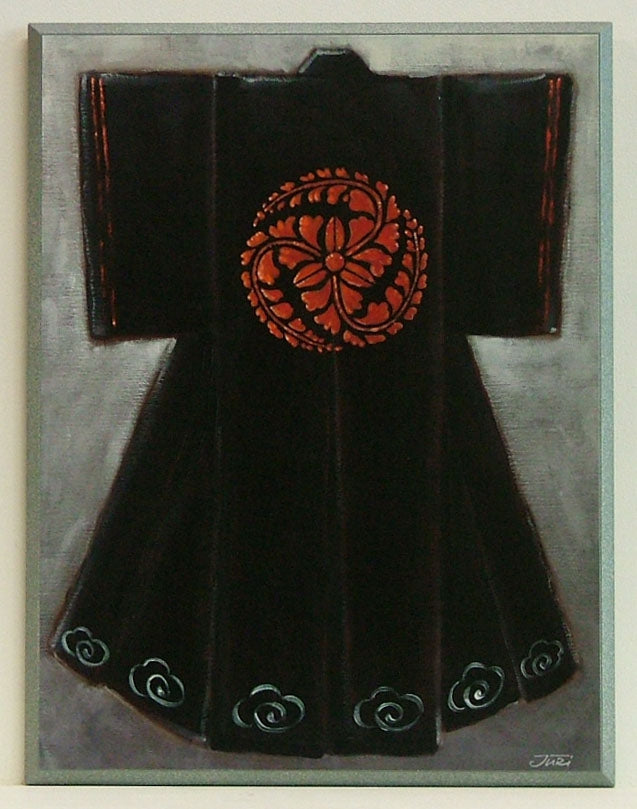 Obraz - Czarne kimono z czerwonym znakiem - reprodukcja JDP1007 na płycie 31x41 cm. - Obrazy Reprodukcje Ramy | ergopaul.pl
