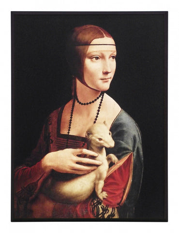 Obraz - Leonardo Da Vinci, 'Dama z łasiczką' - reprodukcja 3LV148-30 na płycie 31x41 cm. - Obrazy Reprodukcje Ramy | ergopaul.pl