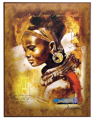 Obraz - Portret Afrykanki z biżuterią - reprodukcja na płycie JO3002 61x81 cm - Obrazy Reprodukcje Ramy | ergopaul.pl