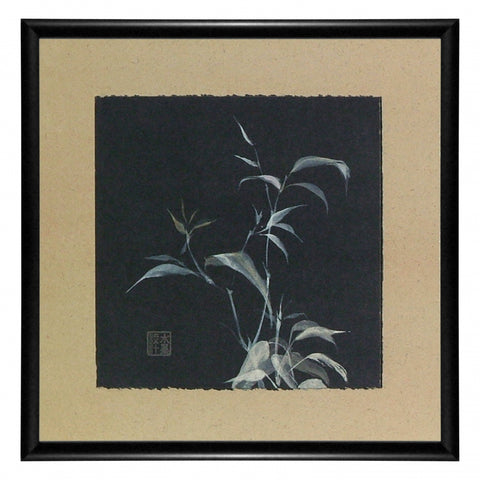 Obraz - Bambusowe gałązki na czarnym papierze - reprodukcja WI1514 oprawiona w ramę 35x35 cm. - Obrazy Reprodukcje Ramy | ergopaul.pl