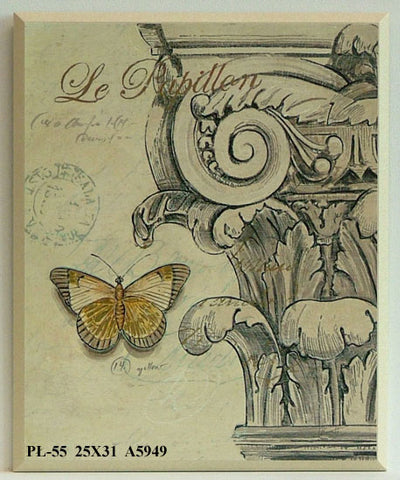 Obraz - Szkic architektoniczny z motylem, antyczna kolumna - reprodukcja na płycie A5949 25x31 cm - Obrazy Reprodukcje Ramy | ergopaul.pl