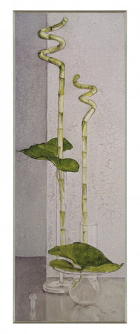 Obraz - Zielone łodygi bambusa w wazonach - reprodukcja VT1035 na płycie 26x71 cm. - Obrazy Reprodukcje Ramy | ergopaul.pl