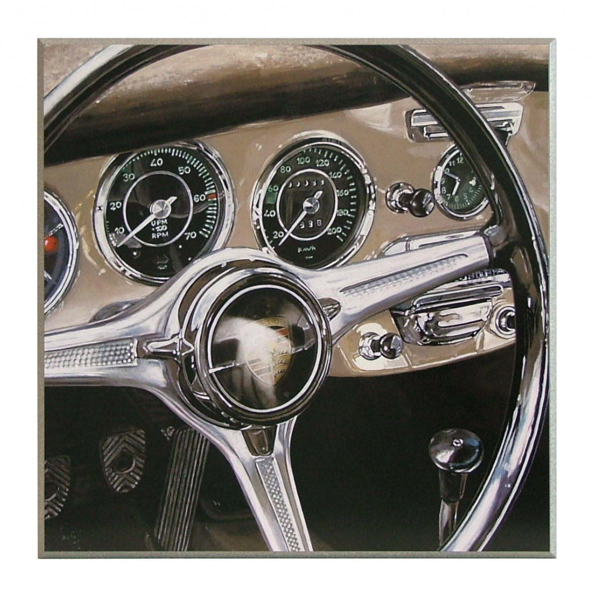 Obraz - Deska rozdzielcza Porsche - reprodukcja na płycie FBR5129 51x51 cm - Obrazy Reprodukcje Ramy | ergopaul.pl