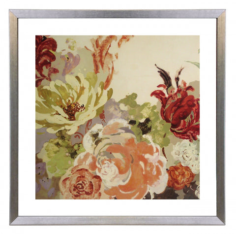 Obraz - Bukiet pastelowych kwiatów - reprodukcja A5855 oprawiona w ramę srebrną 60x60 cm. - Obrazy Reprodukcje Ramy | ergopaul.pl