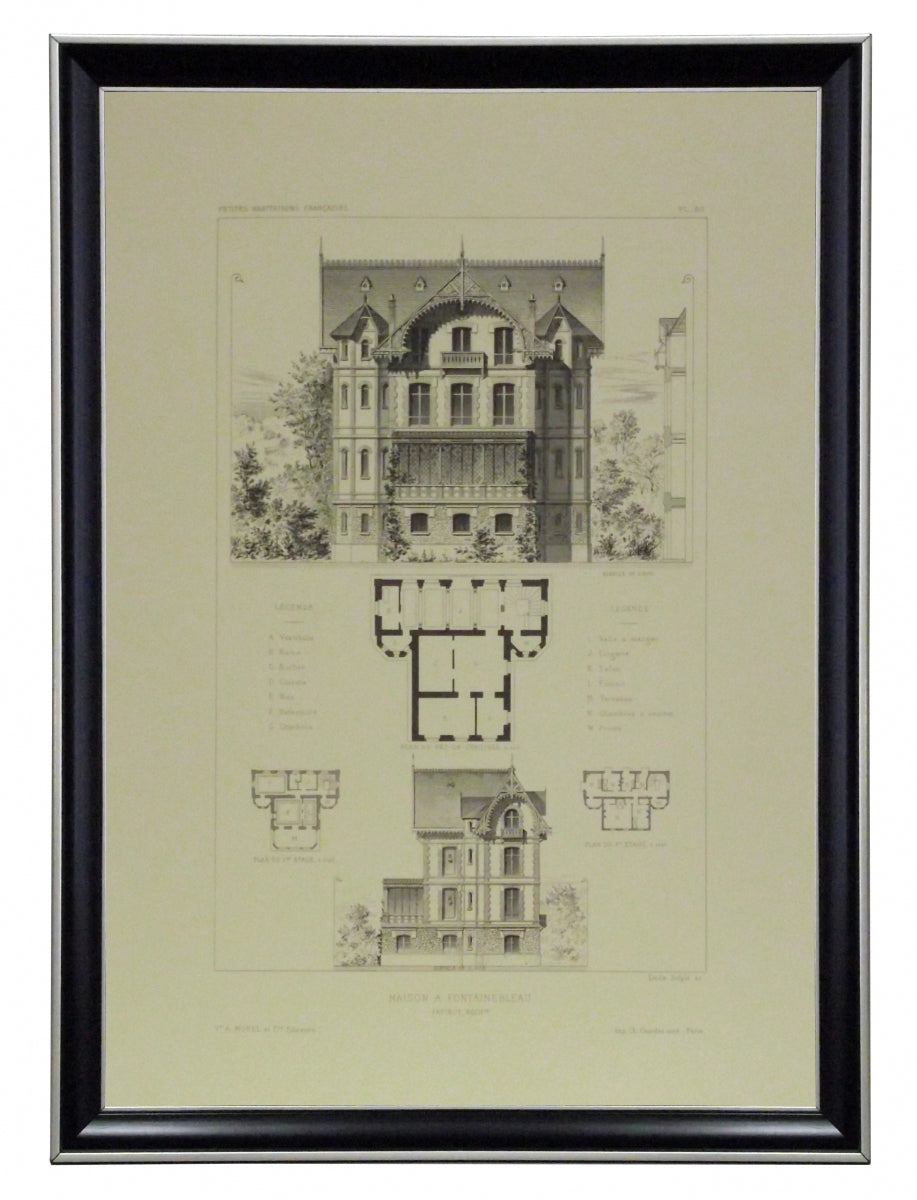 Obraz - Szkice francuskich domów, Maison a Fontainebleau - reprodukcja oprawiona w ramę AN167 35x50 cm - Obrazy Reprodukcje Ramy | ergopaul.pl