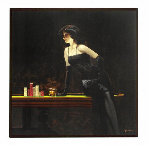 Obraz - W klubie, kobieta przy stole, kasyno - reprodukcja na płycie A6209 51x51 cm - Obrazy Reprodukcje Ramy | ergopaul.pl