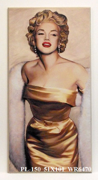 Obraz - Marilyn Monroe w sukni, złoto - reprodukcja na płycie WR6470 51x101 cm - Obrazy Reprodukcje Ramy | ergopaul.pl