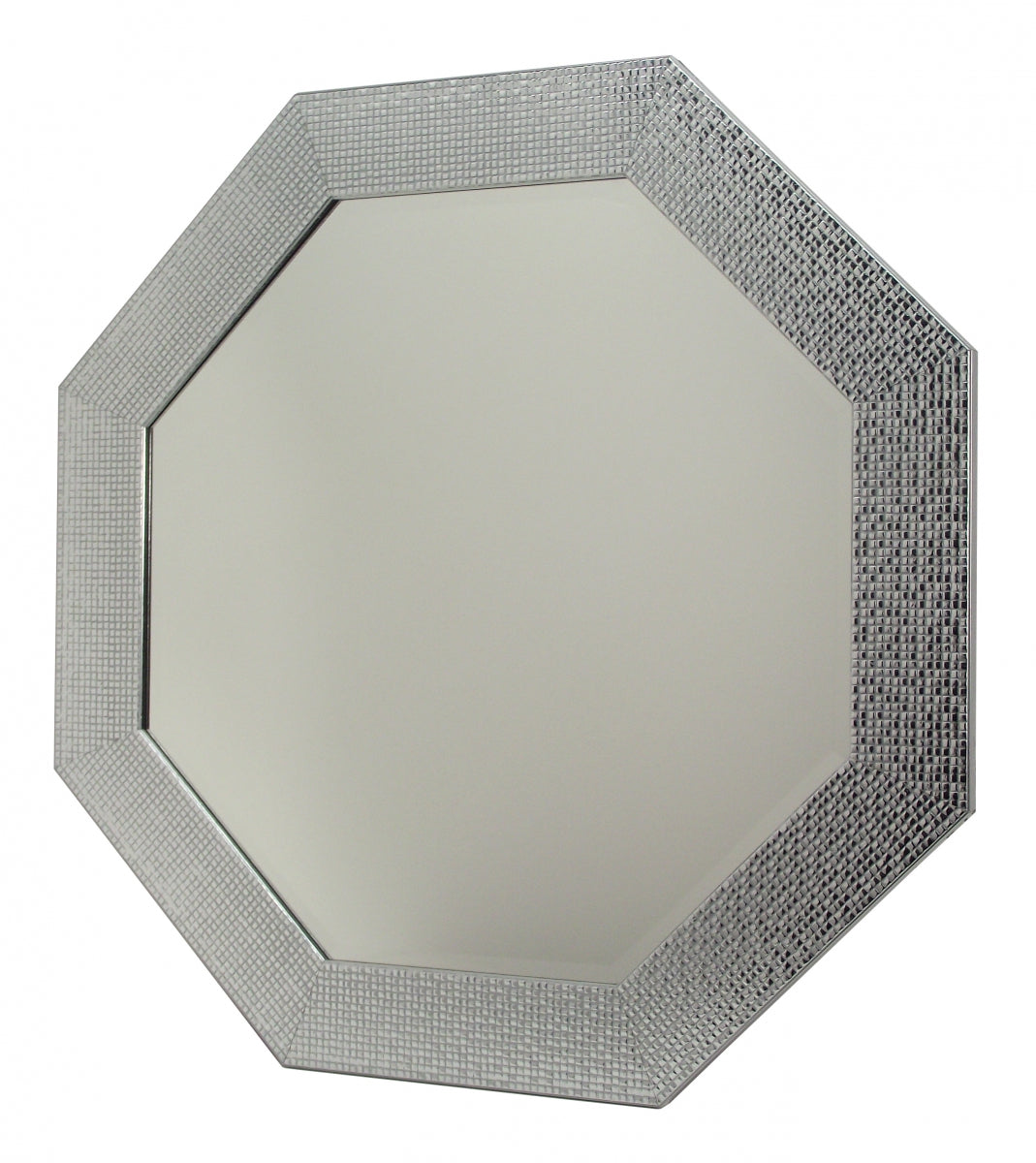 Lustro kryształowe ośmiokątne fazowane 50x50 cm, w ramie drewnianej mozaikowej srebrnej Octa-50/F/85.675 - Obrazy Reprodukcje Ramy | ergopaul.pl