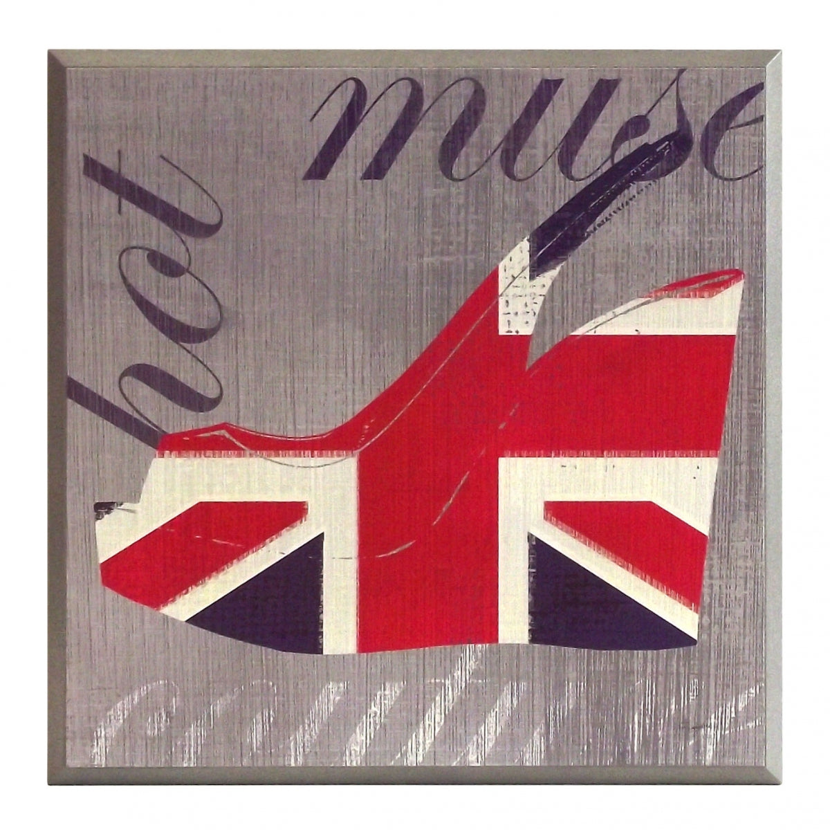 Obraz - Brytyjska moda, but z flagą Wielkiej Brytanii - reprodukcja na płycie A8600 31x31 cm - Obrazy Reprodukcje Ramy | ergopaul.pl