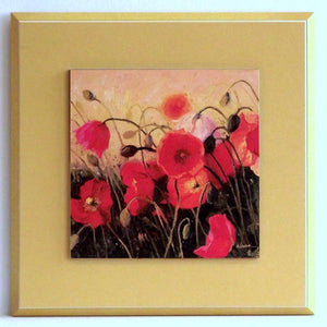 Obraz - Polne kwiaty na łące - czerwone maki - reprodukcja na płycie z pogrubieniem WI4615 42x42 cm. - Obrazy Reprodukcje Ramy | ergopaul.pl