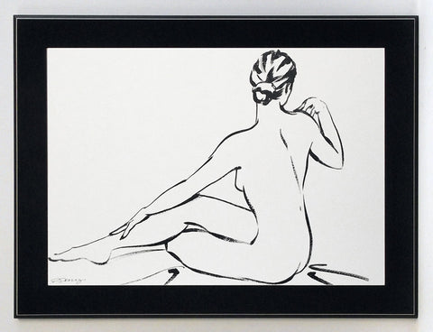 Obraz - czarno - biały akt kobiety siedzącej tyłem - reprodukcja na płycie PDE1002 80x60 cm. - Obrazy Reprodukcje Ramy | ergopaul.pl