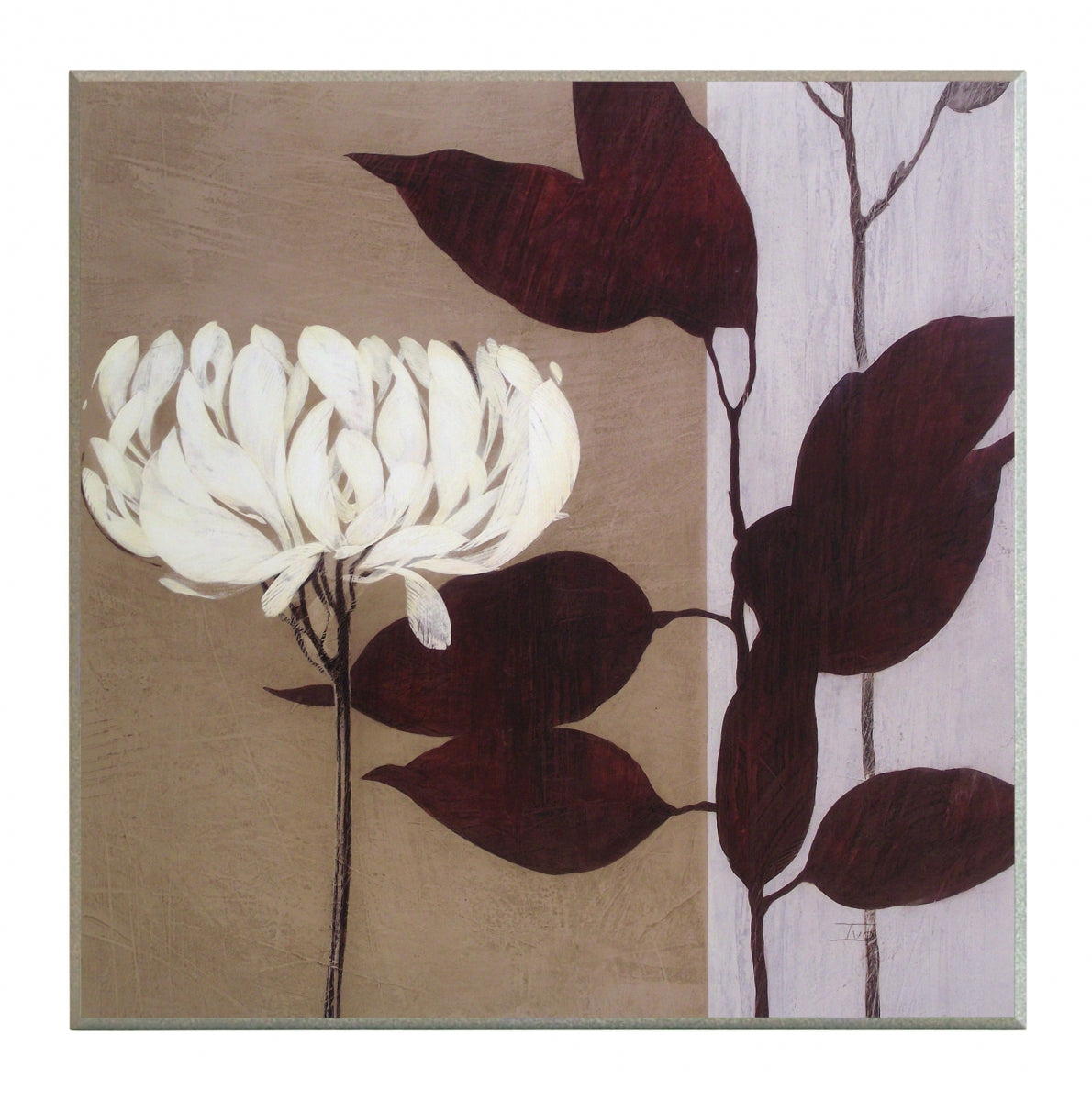 Obraz - Biały kwiat i ciemne liście - reprodukcja na płycie A5989 51x51 cm - Obrazy Reprodukcje Ramy | ergopaul.pl