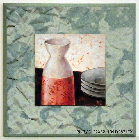 Obraz - Japońskie naczynia, wazon z talerzykami - reprodukcja D2871EX na płycie 32x32 cm. - Obrazy Reprodukcje Ramy | ergopaul.pl