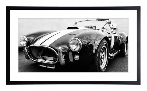 Obraz - Black Cobra, czarno-biała fotografia samochodu - reprodukcja 2AP4069 oprawiona w ramę 80x45 cm. - Obrazy Reprodukcje Ramy | ergopaul.pl