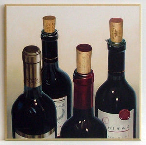Obraz - Czerwone wino, szyjki butelek - reprodukcja na płycie A6067 51x51 cm - Obrazy Reprodukcje Ramy | ergopaul.pl