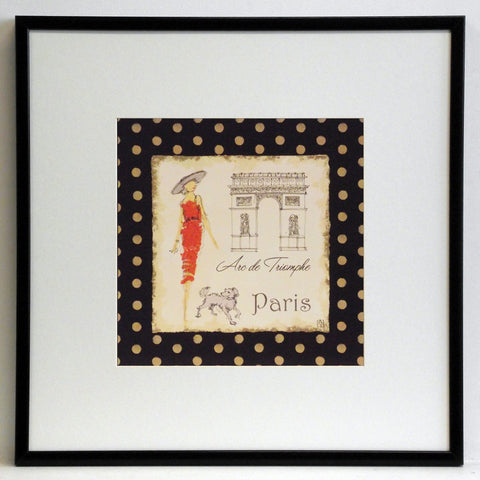 Obraz - Kobieta w czerwonej sukience z pieskiem w Paryżu - reprodukcja w ramie WI4399 50x50 cm - Obrazy Reprodukcje Ramy | ergopaul.pl