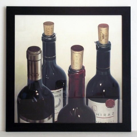 Obraz - Czerwone wino, szyjki butelek - reprodukcja w ramie A6067 50x50 cm - Obrazy Reprodukcje Ramy | ergopaul.pl