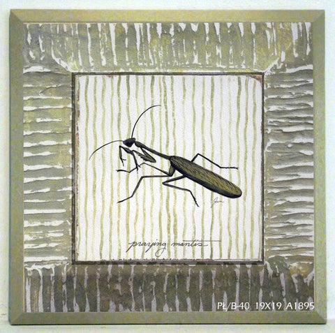 Obraz - Zielone owady, modliszka - reprodukcja A1895 na płycie z pogrubieniem 19x19 cm. - Obrazy Reprodukcje Ramy | ergopaul.pl