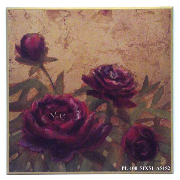 Obraz - Ciemne kwiaty peonii - reprodukcja na płycie A5152 51x51 cm - Obrazy Reprodukcje Ramy | ergopaul.pl