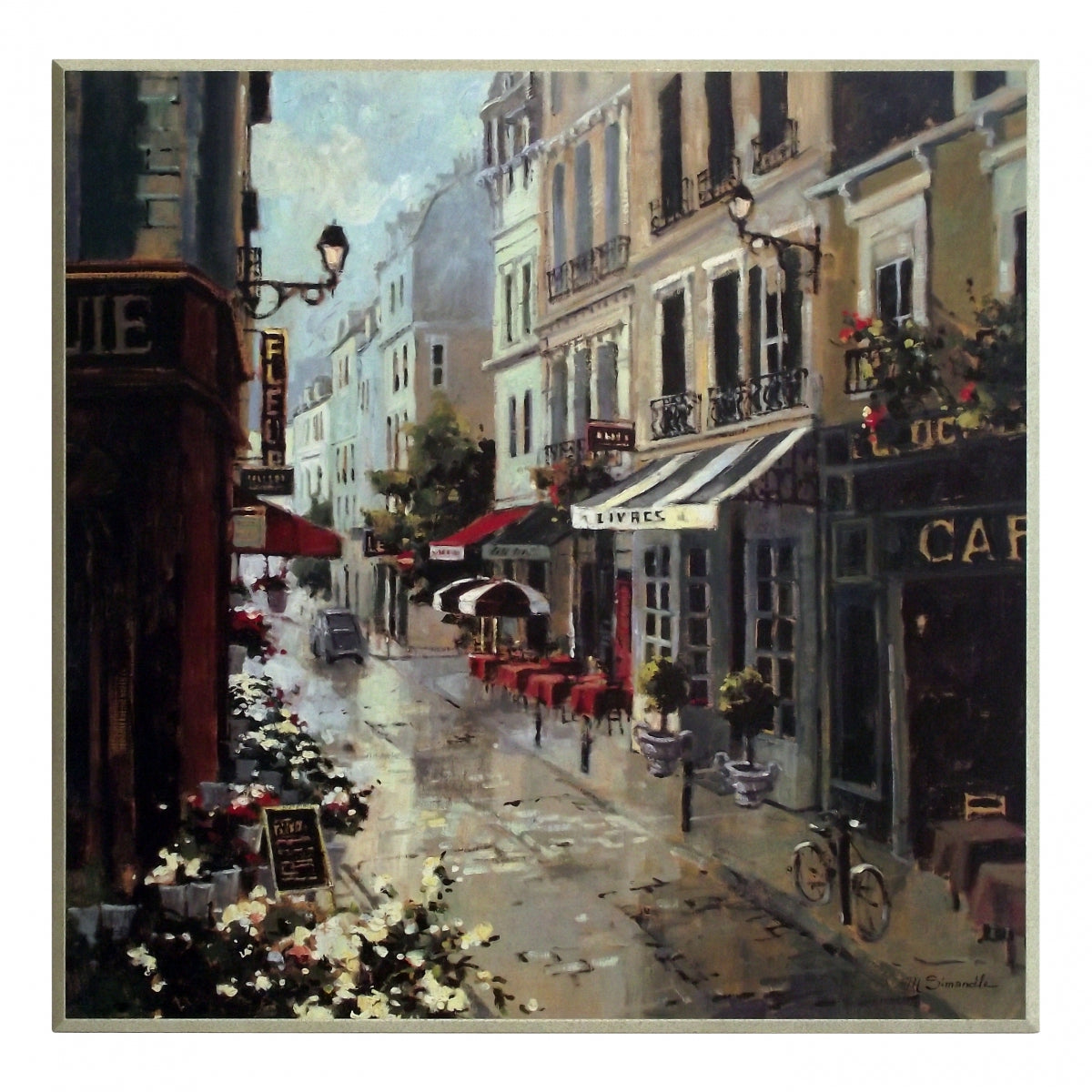 Obraz - Francuska ulica z knajpkami - reprodukcja na płycie A8790 51x51 cm - Obrazy Reprodukcje Ramy | ergopaul.pl