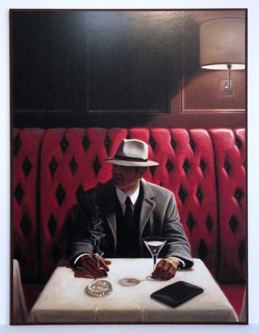 Obraz - w restauracji, przy stoliku - mężczyzna - reprodukcja na płycie AB4590 61x81 cm. - Obrazy Reprodukcje Ramy | ergopaul.pl